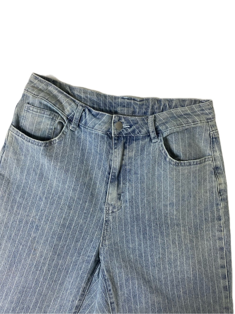 Missguided Light Blue Pinstripe Jeans Straight Leg Jeans Relaxed Denim 30 - Picture 6 of 13